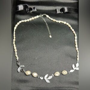Vintage Butler Pearl and Silver Leaf Necklace